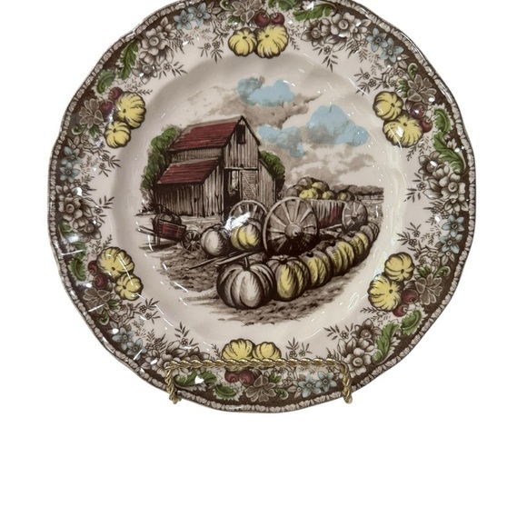 Johnson Bros Friendly Village Pumpkin Accent Dinner Plate 9 in Ceramic England - Picture 2 of 4